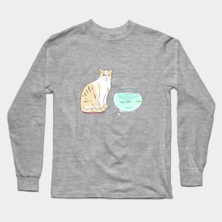 Cat with fishbowl Long Sleeve T-Shirt